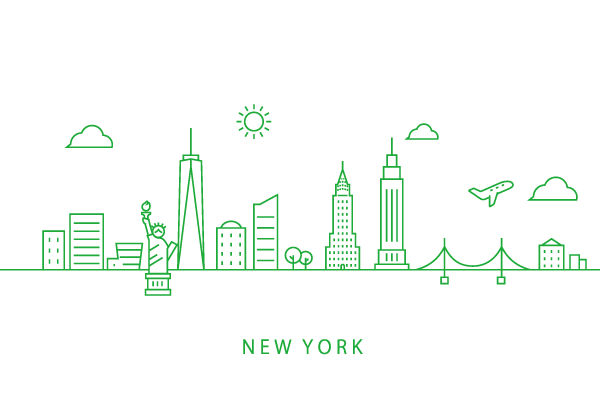 ニューヨークの線画イラスト ワイド 街 建物系イラスト専門サイト Town Illust