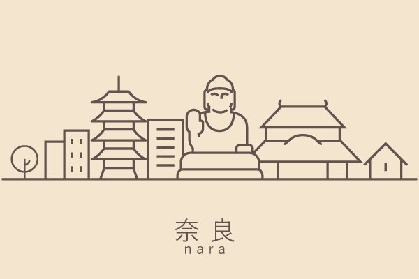 奈良の線画イラスト1